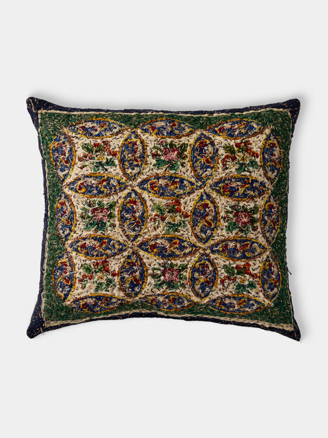 By Walid - 19th-Century Needlepoint Wool and Vintage Cotton Cushion (21.5in/55cm) - Multiple - ABASK - 