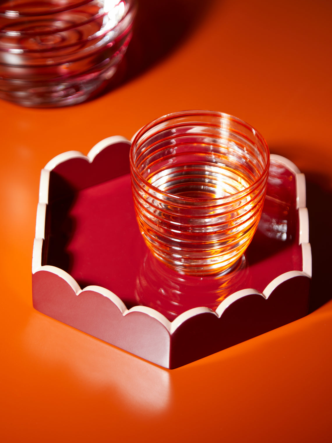 Scarlett And Sallis - Lacquered Wood Small Scalloped Tray -  - ABASK