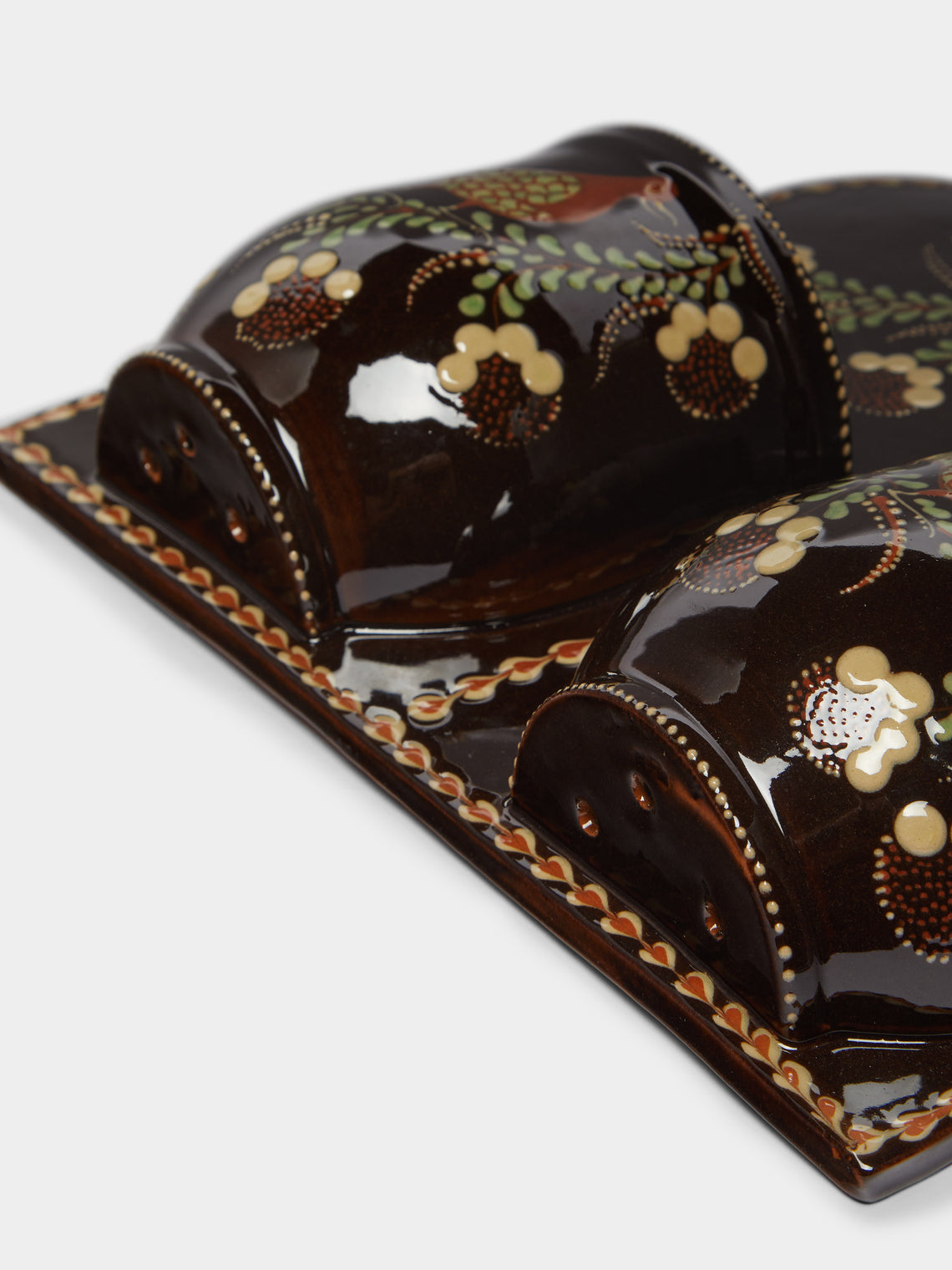 Poterie d’Évires - Birds Hand-Painted Ceramic Double Utensil Holder -  - ABASK