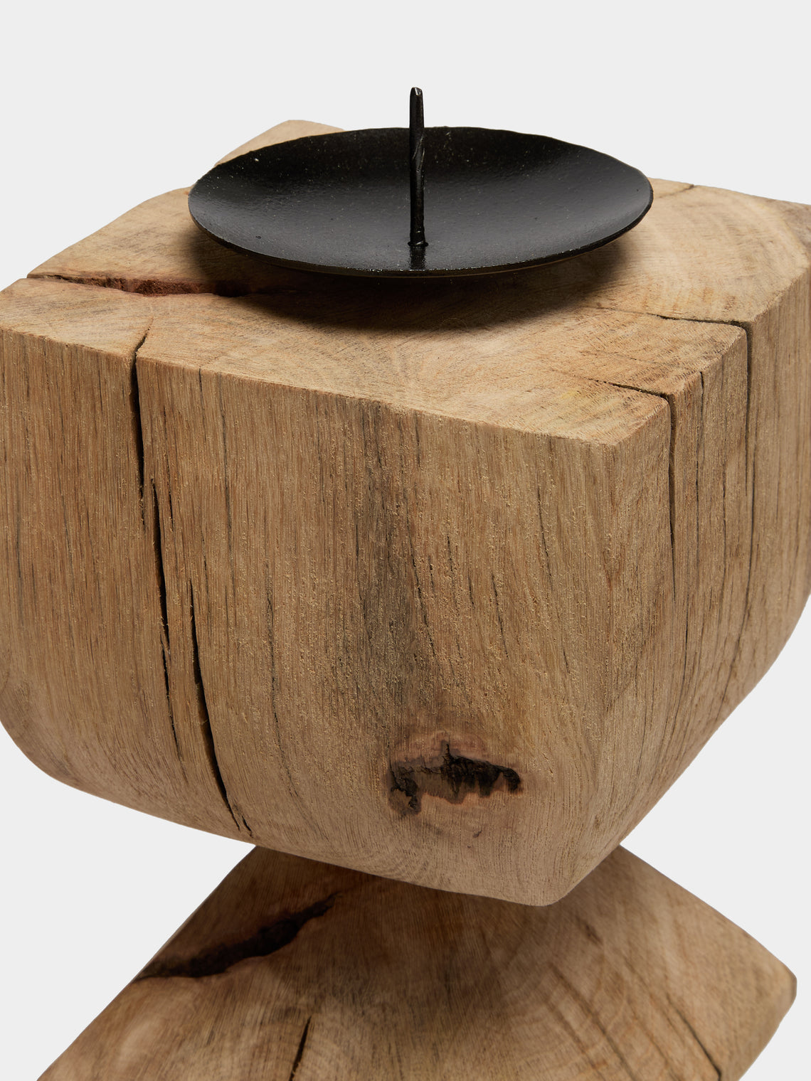 Jamie Gaunt Designs - Totem Hand-Carved Wood Candle Holder - Light Brown - ABASK