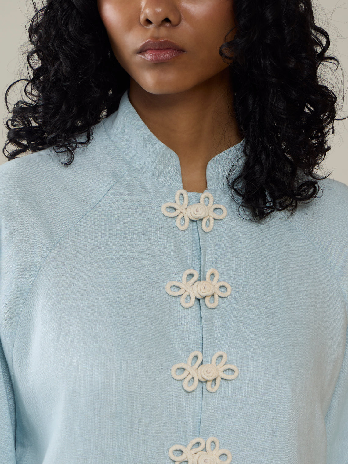 Yali Milano - The Portofino Linen Robe | Size: S - Light Blue - ABASK
