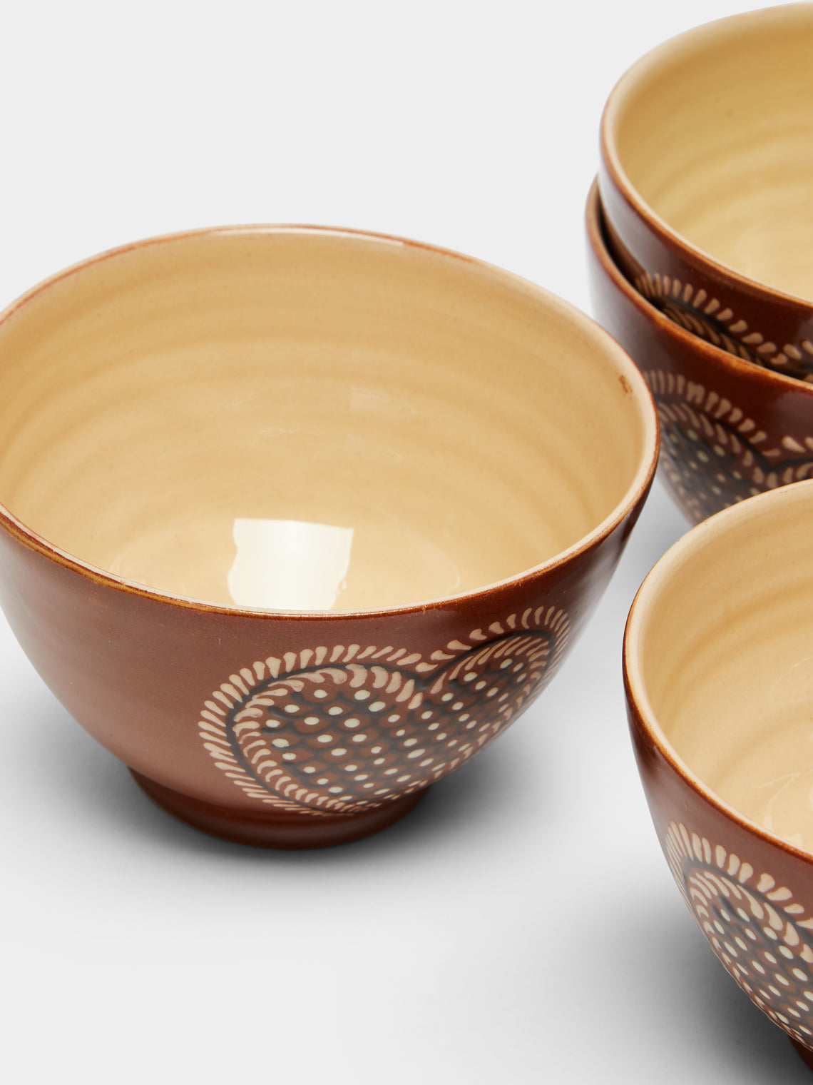 Poterie d’Évires - Hearts Hand-Painted Ceramic Cereal Bowls (Set of 4) -  - ABASK