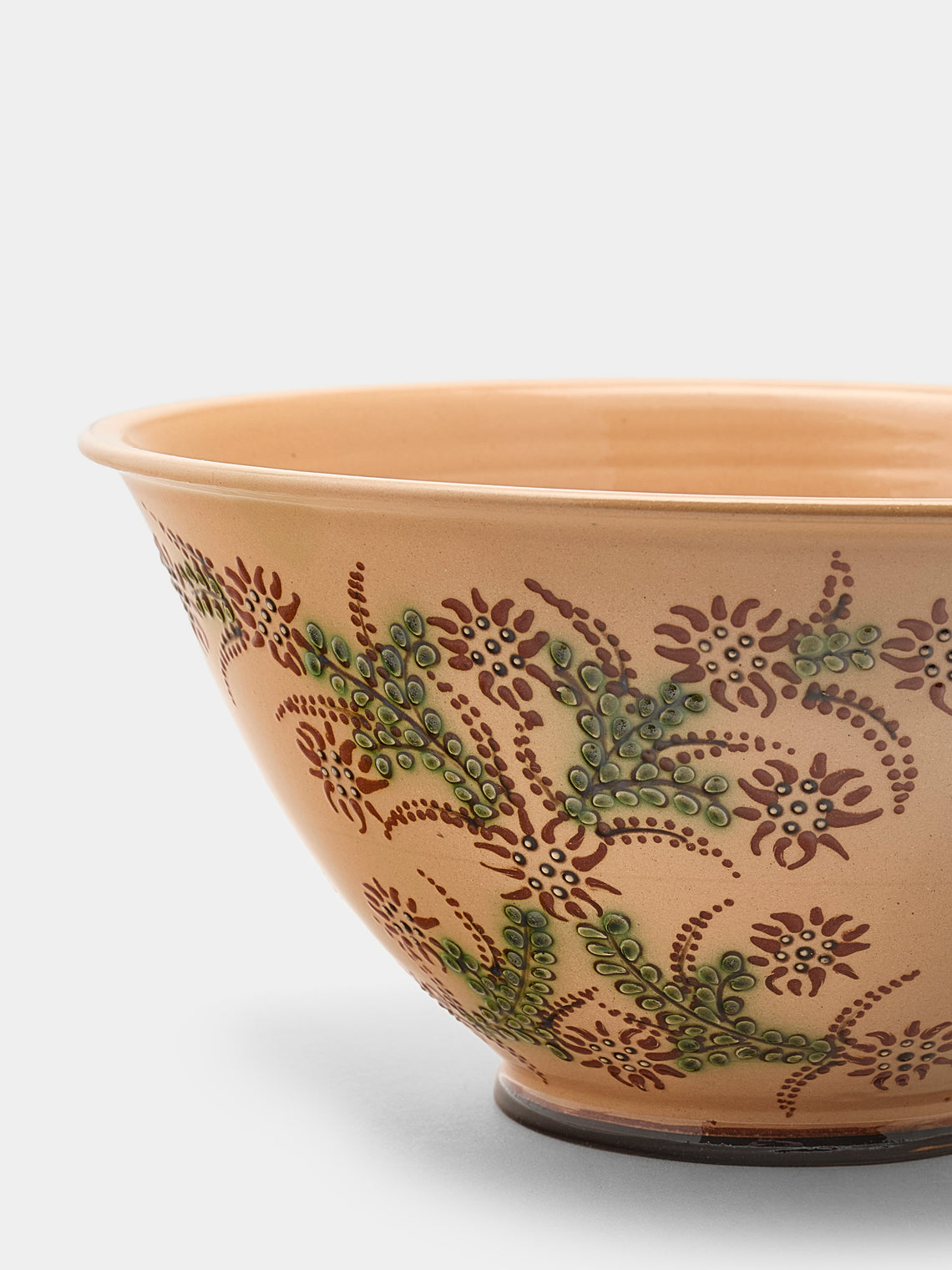 Poterie d’Évires - Flowers Hand-Painted Ceramic Large Serving Bowl - Cream - ABASK