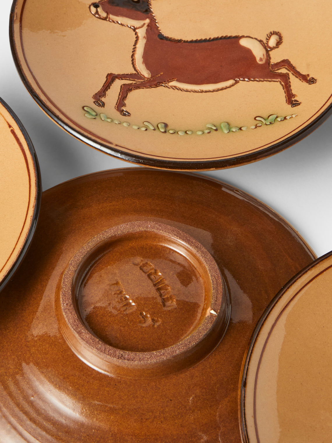 Poterie d’Évires - Animals Hand-Painted Ceramic Plates – 5.5in/14cm (Set of 4) - Cream - ABASK