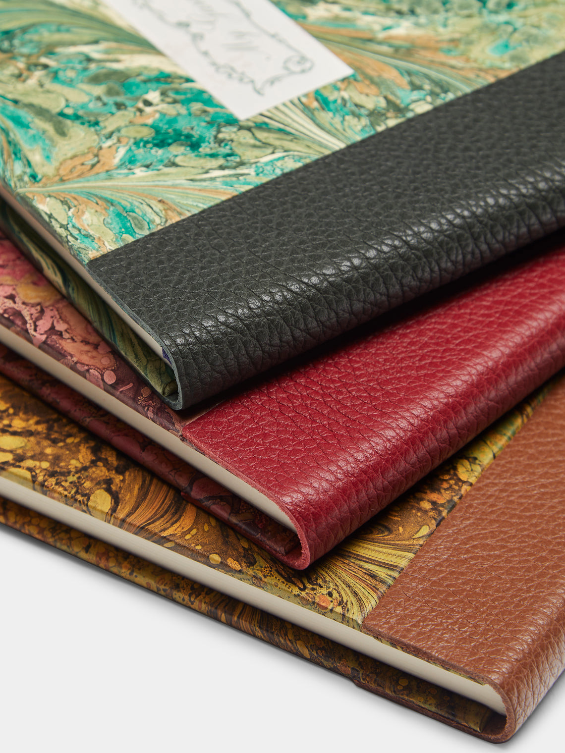 Giannini Firenze - Hand-Marbled Leather-Bound Wine, Gardening & Recipe Journals (Set of 3) - Multiple - ABASK