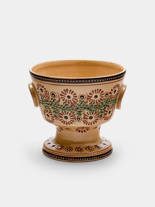 Poterie d’Évires - Flowers Hand-Painted Ceramic Small Raised Bowl - Cream - ABASK - 