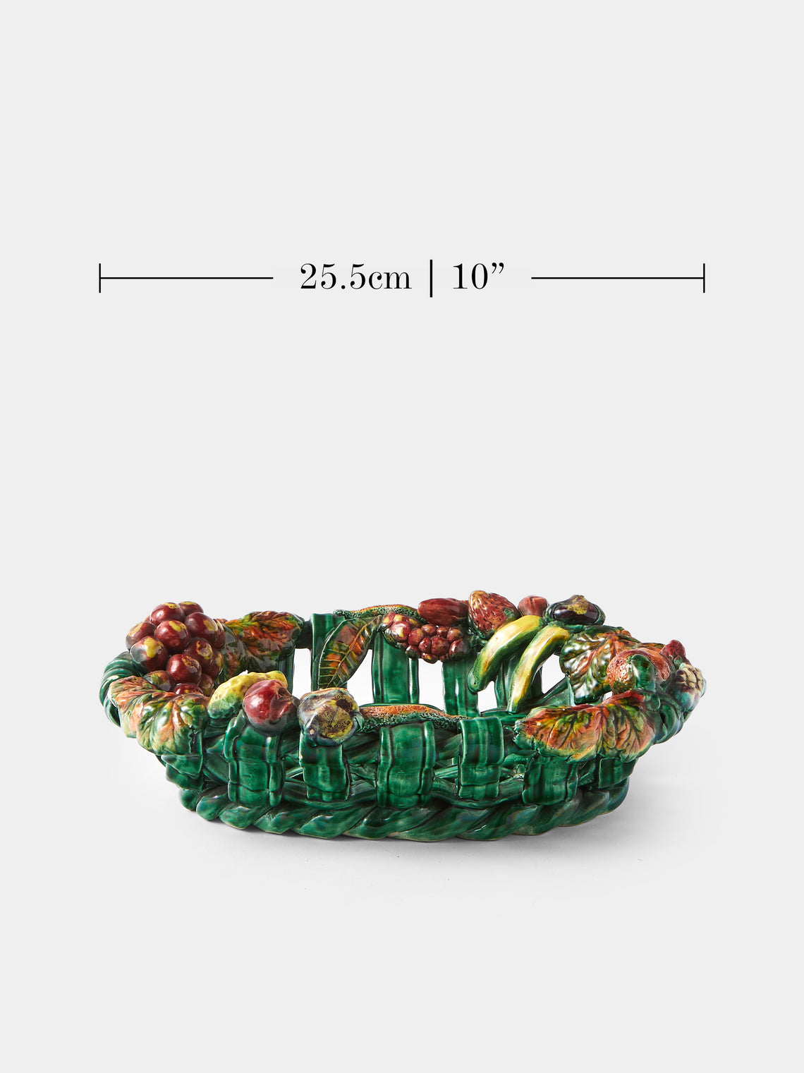 Antique and Vintage - 1960s Vallauris Majolica Ceramic Fruit Bowl - Green - ABASK
