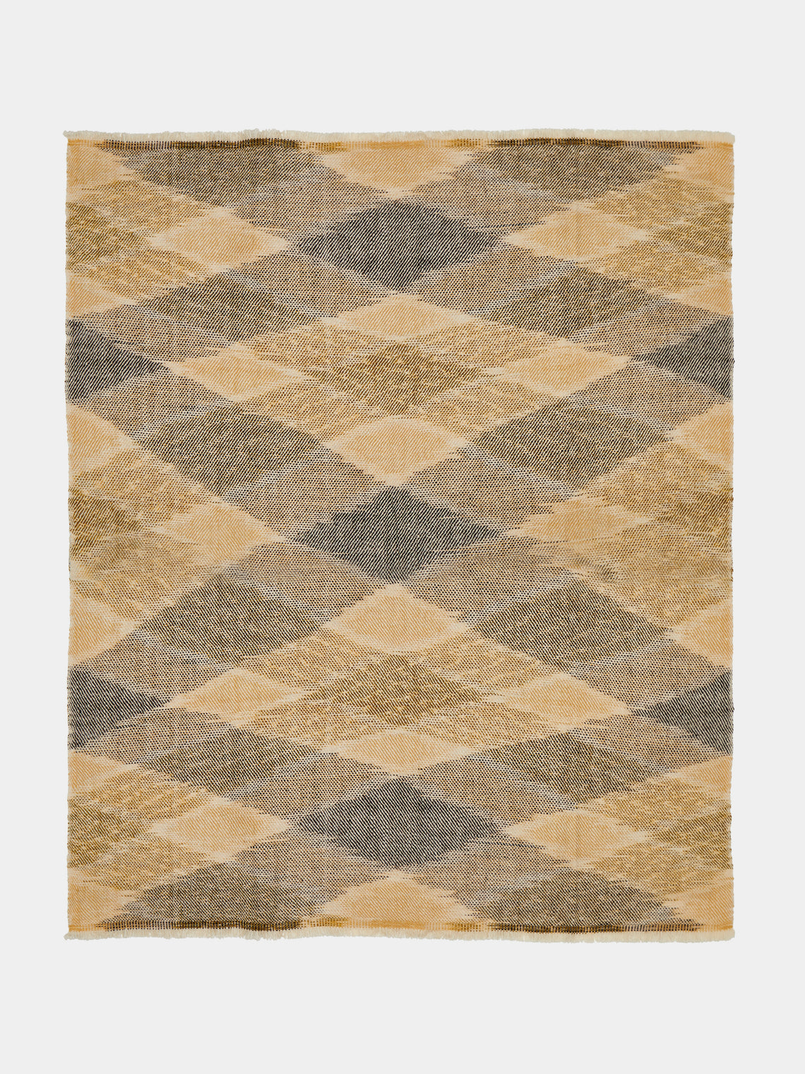 Me & K - Check Ikat Cashmere Throw (67in/1.7m) - Yellow - ABASK - 