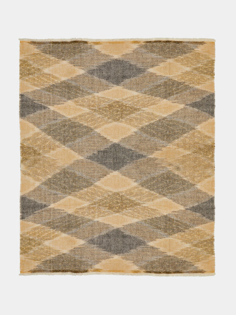 Me & K - Check Ikat Cashmere Throw (67in/1.7m) - Yellow - ABASK - 