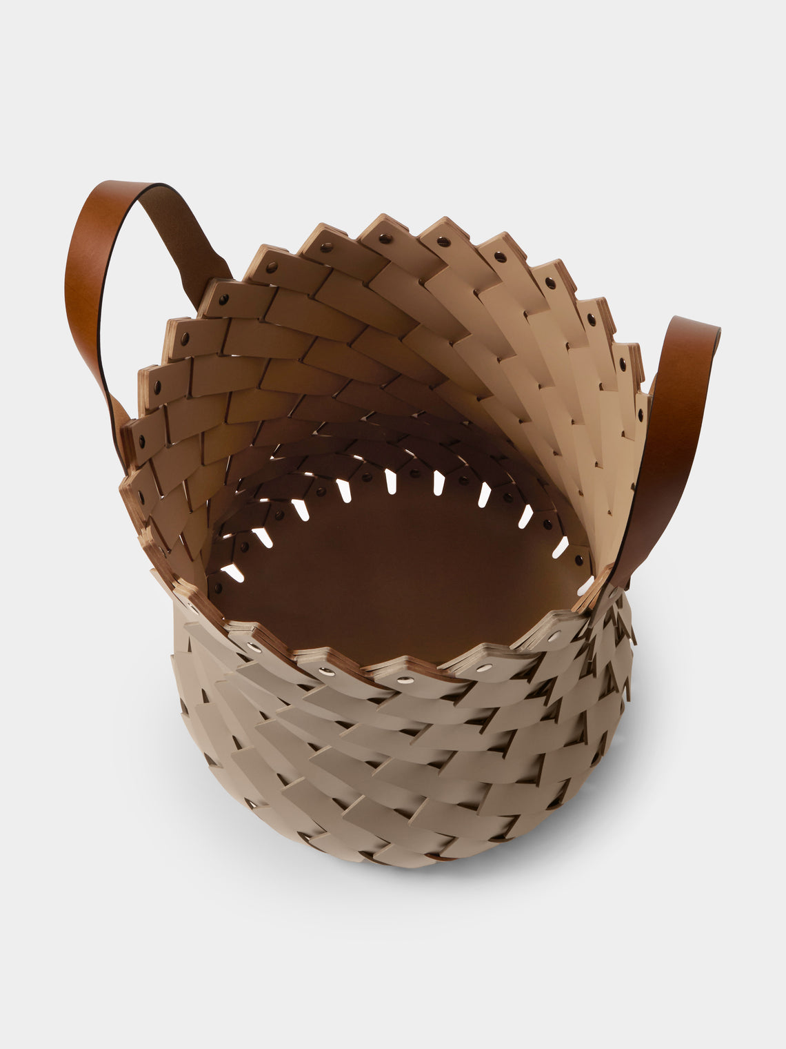 Pinetti - Almeria Handwoven Water-Resistant Leather Basket - Taupe - ABASK
