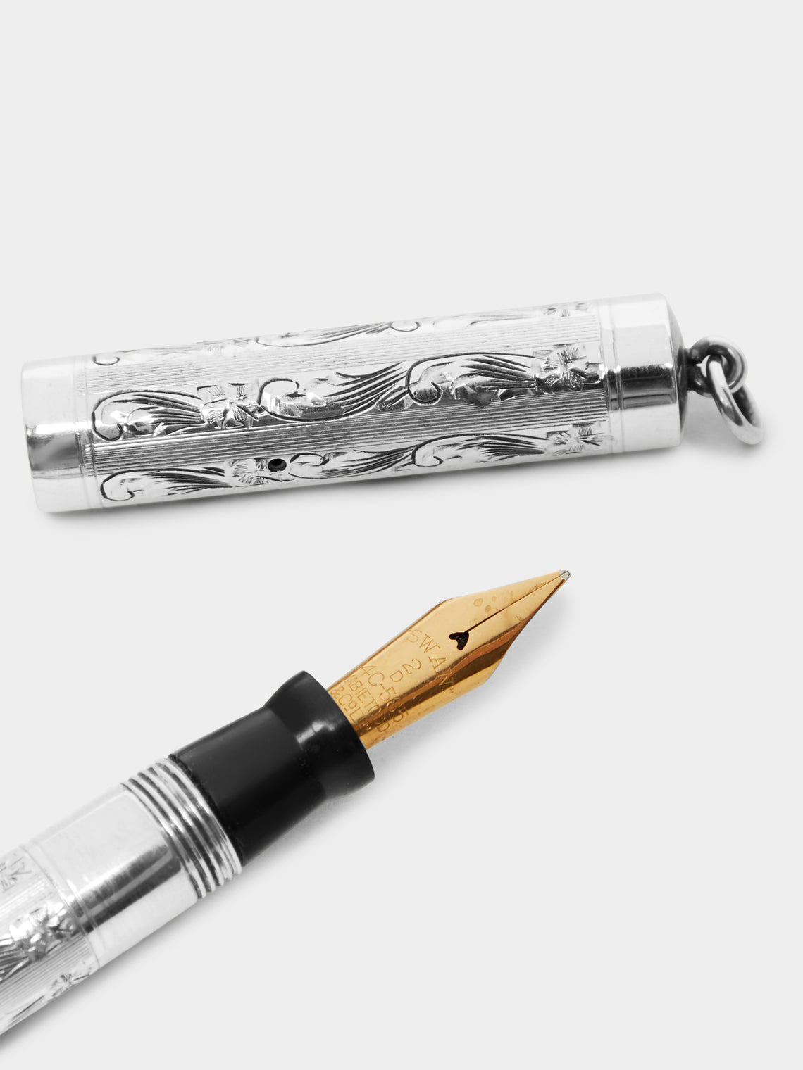 Antique and Vintage - 1925 Swan Mabie Todd Silver Fountain Pen and Propelling Pencil Set - ABASK