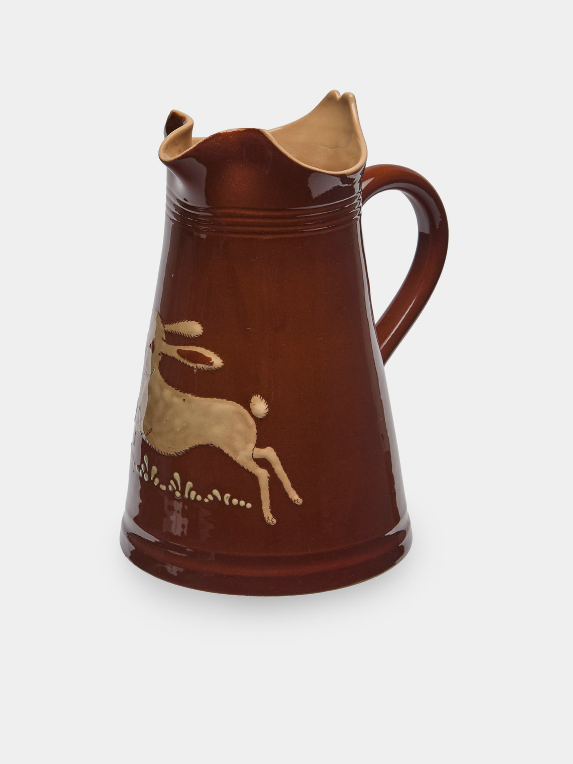Poterie d’Évires - Rabbits Hand-Painted Ceramic Large Milk Jug - Light brown - ABASK - 