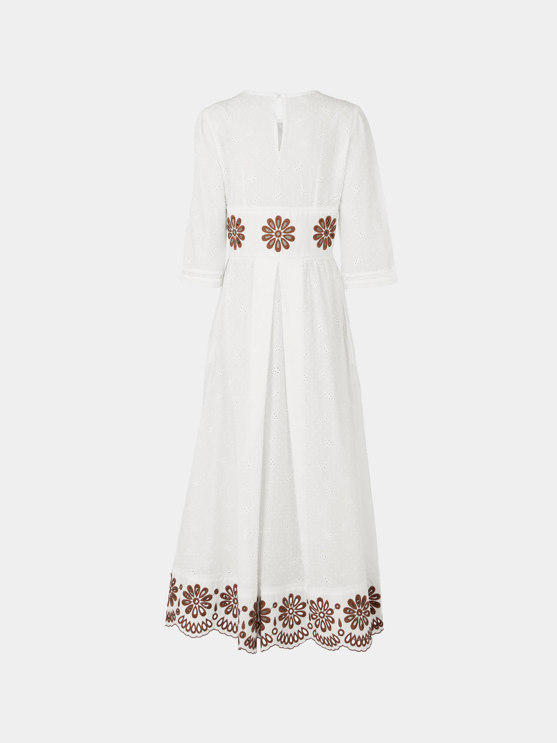 Loretta Caponi - Uva Embroidered Cotton Long Dress | Size: S - White - ABASK