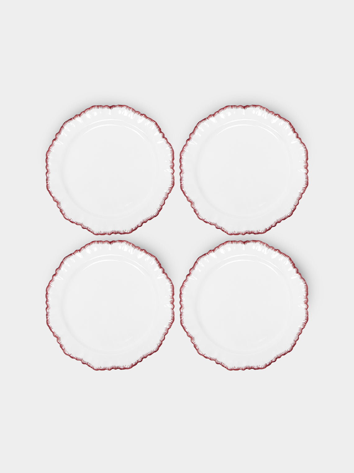 Atelier Soleil - Combed Edge Hand-Painted Ceramic Dinner Plates (Set of 4) -  - ABASK