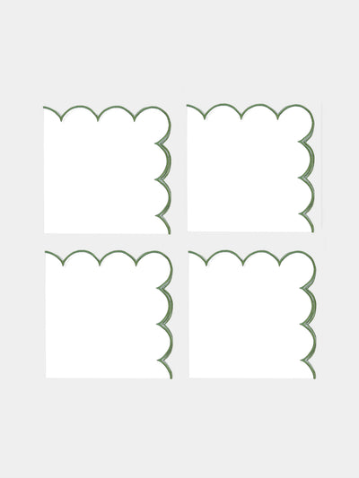 Angela Wickstead - Diletta Scalloped Linen Napkins (Set of 4) - Green - ABASK - 