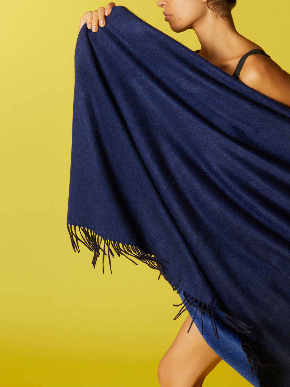 Begg x Co - Arran Cashmere Reversible Blanket (72in/1.8m) - Blue - ABASK