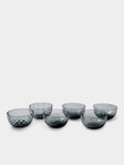 NasonMoretti - | Set of 6 | Idra Hand-Blown Murano Glass Dessert Bowls - Gray - ABASK - 