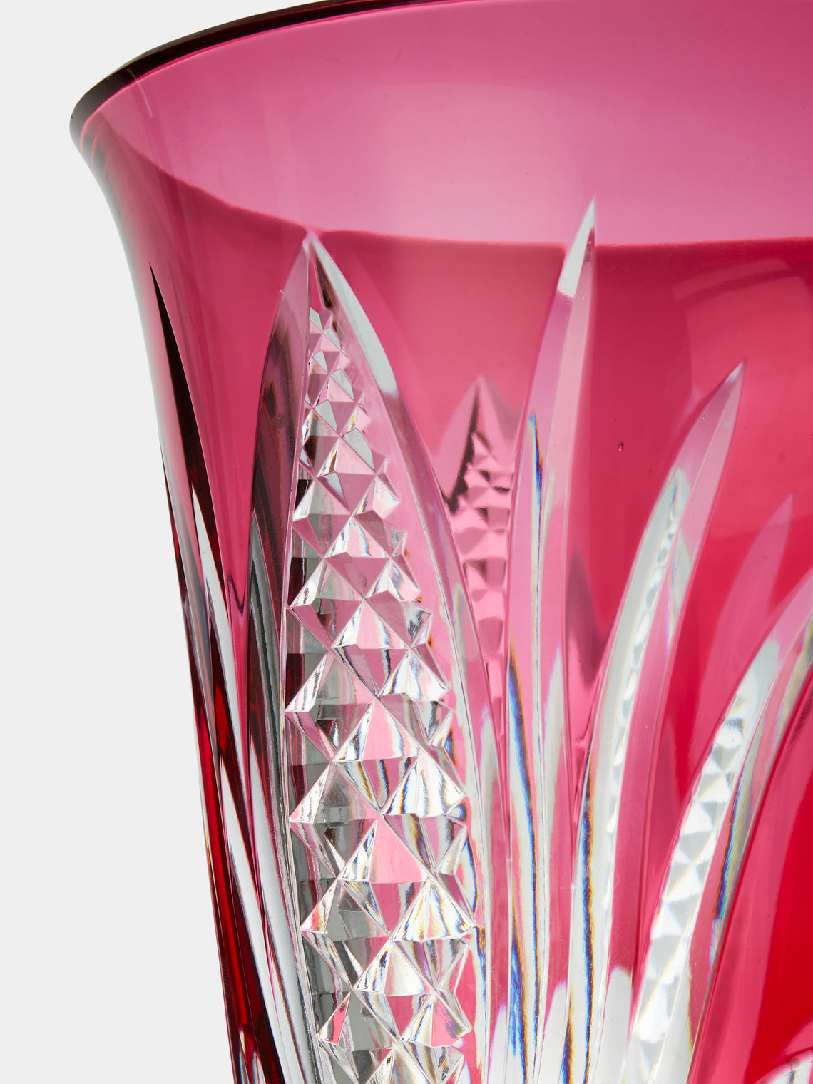 Antique and Vintage - 1970s Val Saint Lambert Crystal Vase (8.5in/22cm) - Pink - ABASK