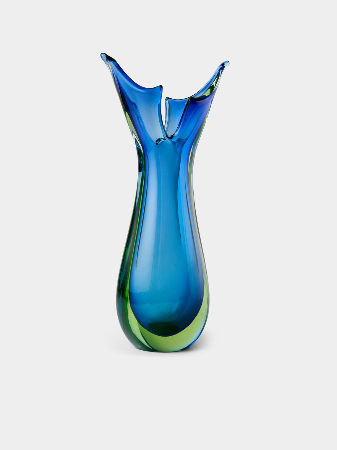 Antique and Vintage - Mid Century Crystal Vase - Blue - ABASK