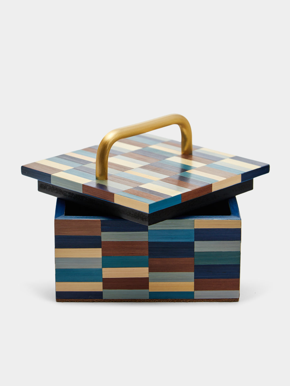 Ruda Studio - Subway Weave Rye Straw Inlay Wood Box -  - ABASK