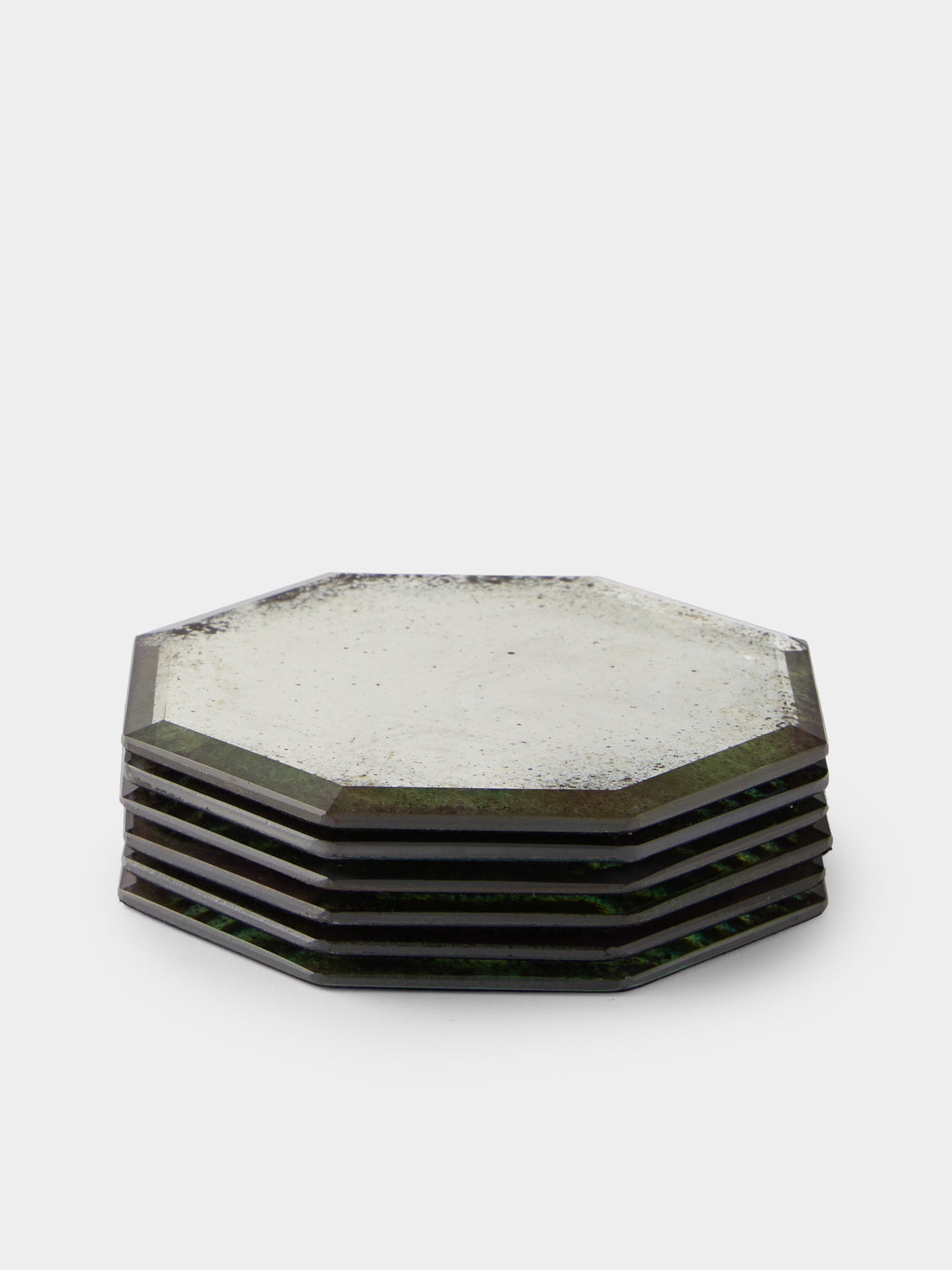 Borgo delle Tovaglie - Octo Mirrored Glass Coasters (Set of 6) - Silver - ABASK