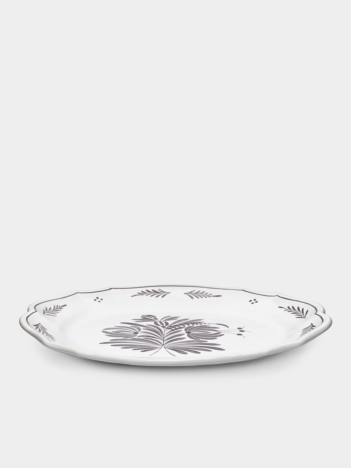 Bourg Joly Malicorne - Antique Fleurs Hand-Painted Ceramic Large Oval Serving Dish -  - ABASK