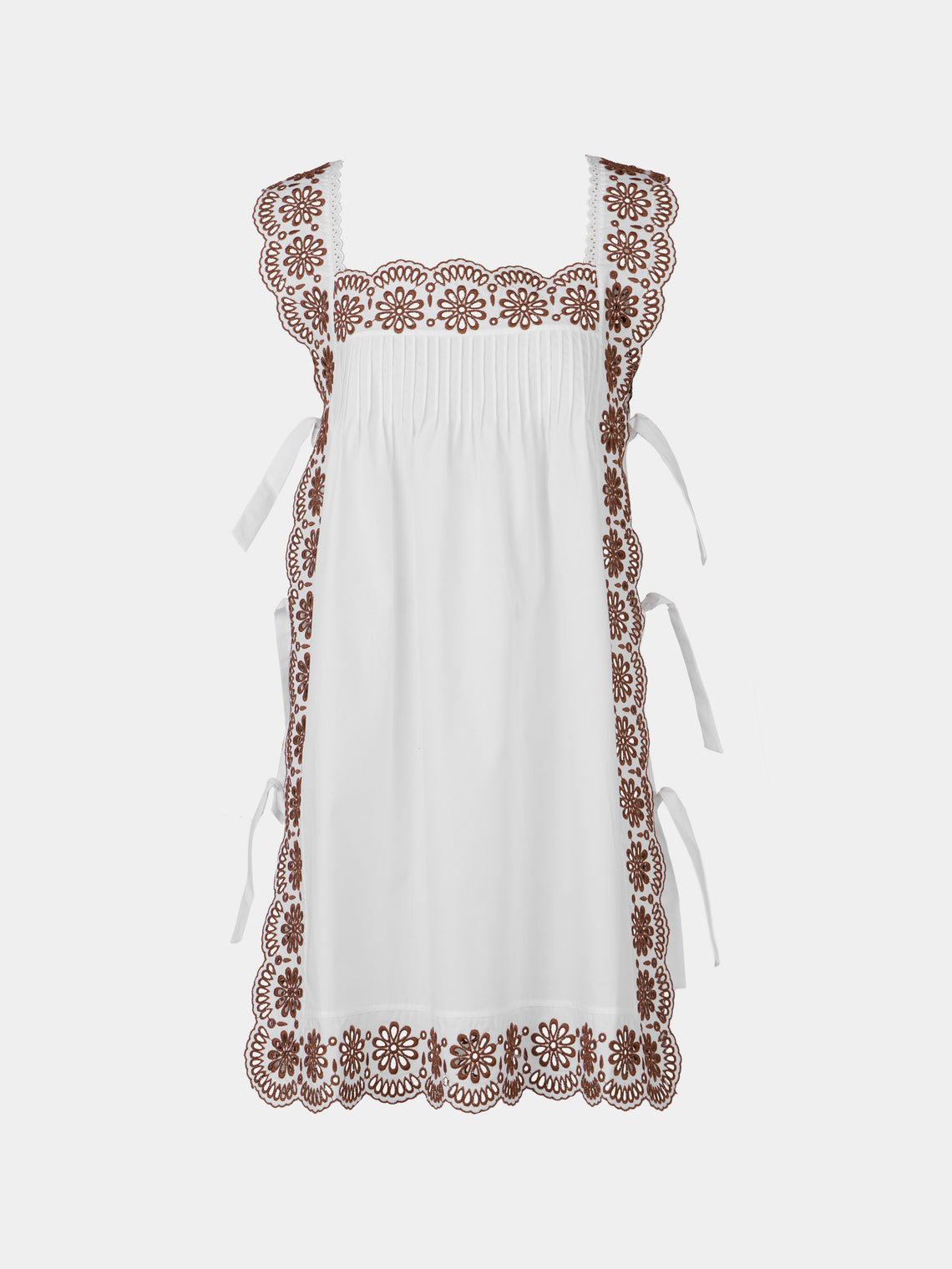 Loretta Caponi - Fiocchini Cotton Short Dress | Size: XS - White - ABASK - 