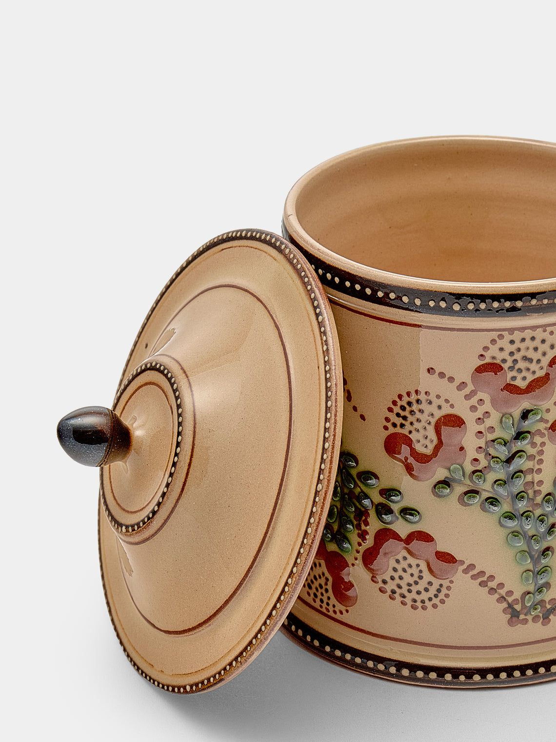 Poterie d’Évires - Flowers Hand-Painted Ceramic Small Lidded Jar - Cream - ABASK