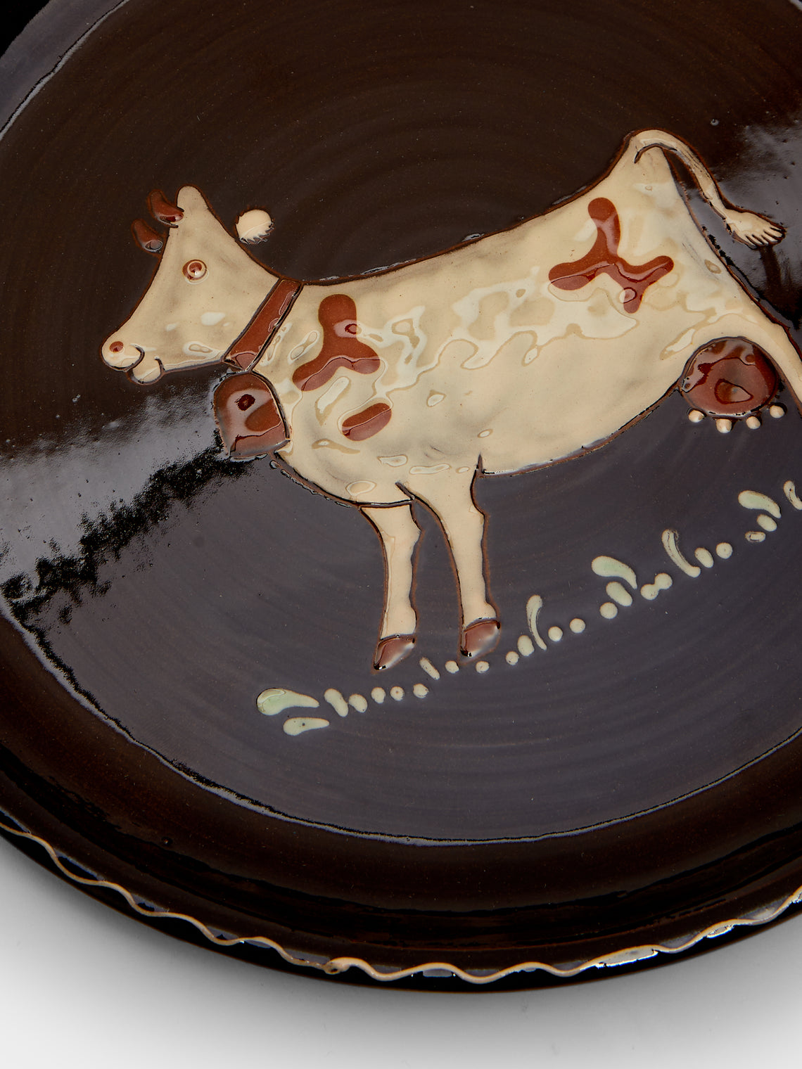 Poterie d’Évires - Cows Hand-Painted Ceramic Dinner Plates (Set of 4) -  - ABASK