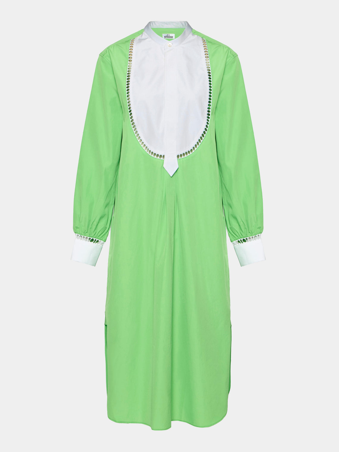 Sebline - Women's Painter's Cotton Smock Dress | Size: XS - Green - ABASK - 