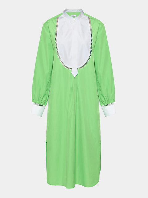 Sebline - Women's Painter's Cotton Smock Dress | Size: XS - Green - ABASK - 