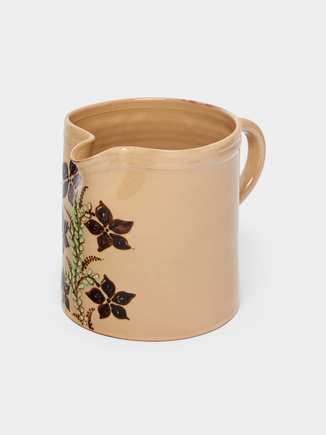 Poterie d’Évires - Flowers Hand-Painted Ceramic Straight-Edge Jug -  - ABASK - 