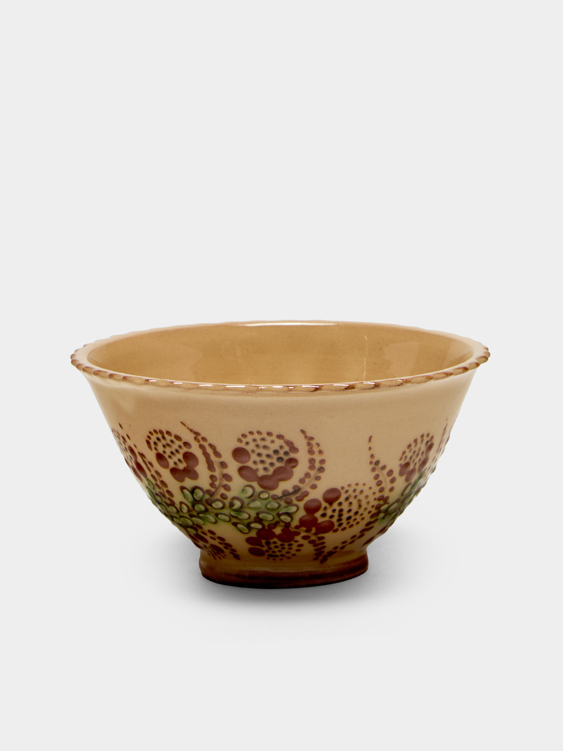 Poterie d’Évires - Flowers Hand-Painted Ceramic Petite Fluted Bowls (Set of 6) - Cream - ABASK