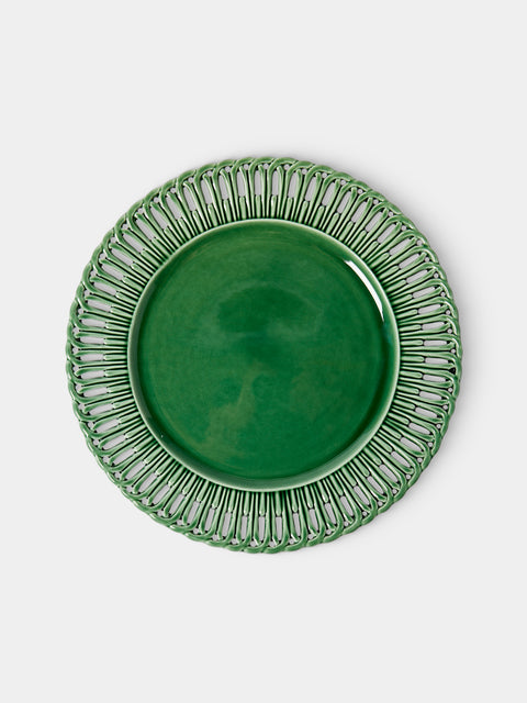 Verdolini - Arch Openwork Hand-Painted Ceramic Dinner Plate (13in/33cm) - Green - ABASK - 