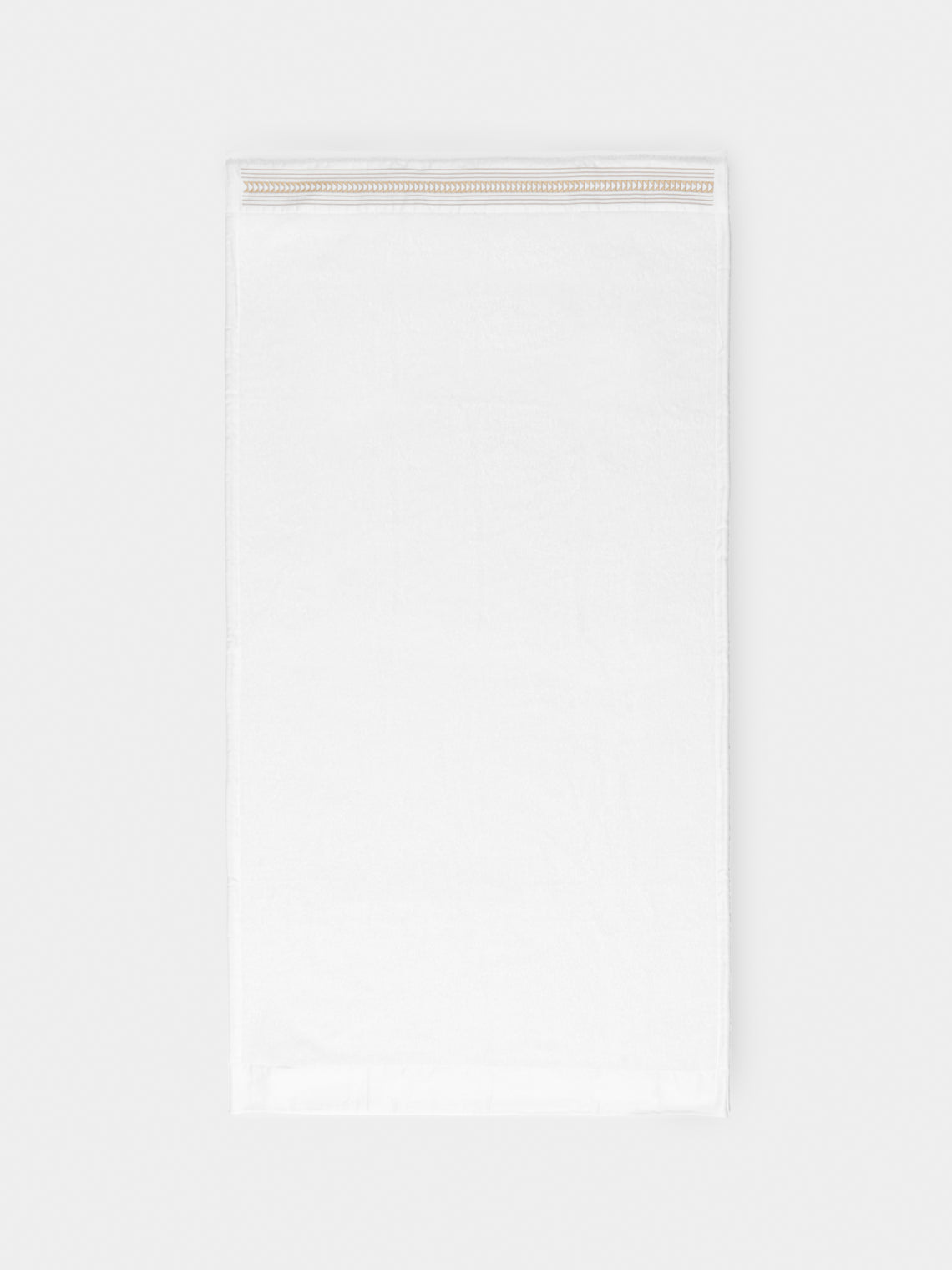 Loretta Caponi - Arrows Hand-Embroidered Cotton Bath Towel - White - ABASK