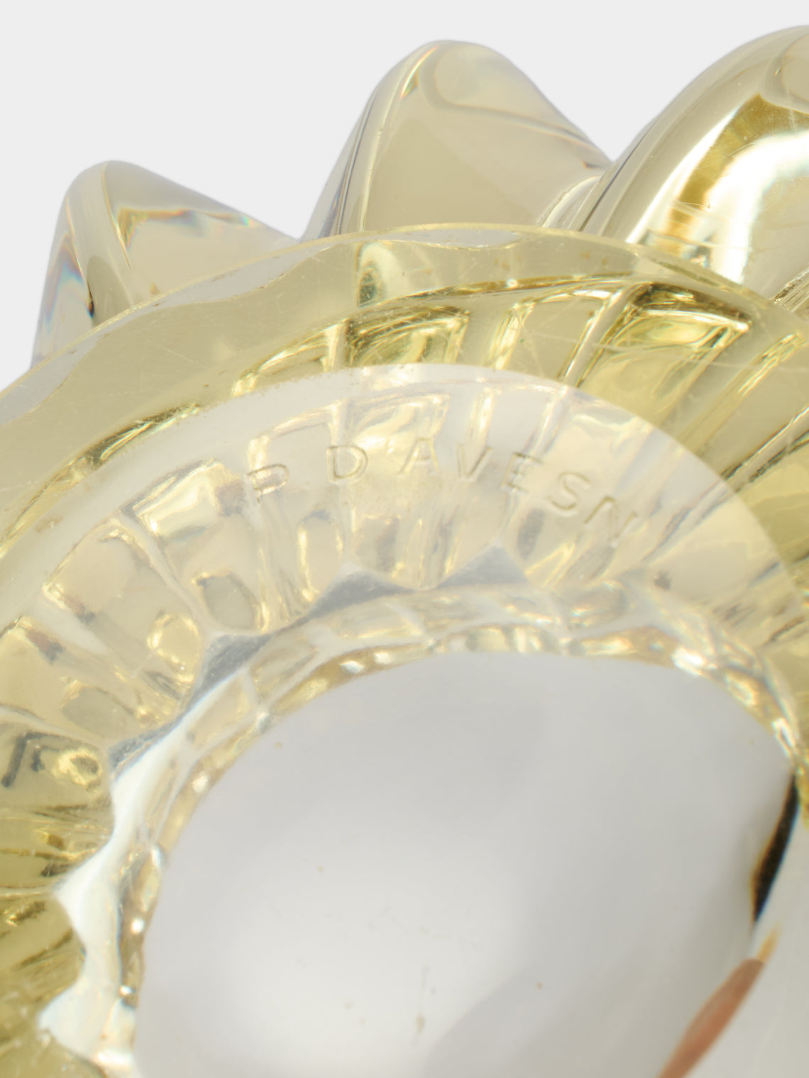 Antique and Vintage - 1950s Pierre d'Avesn Crystal Vide Poche - Yellow - ABASK