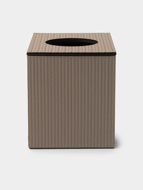 Pinetti - Woven Leather Magnetic Tissue Box - Taupe - ABASK - 