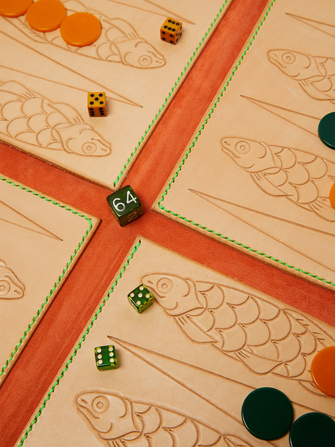 Nick Plant - Fish Leather Travel Backgammon Set -  - ABASK