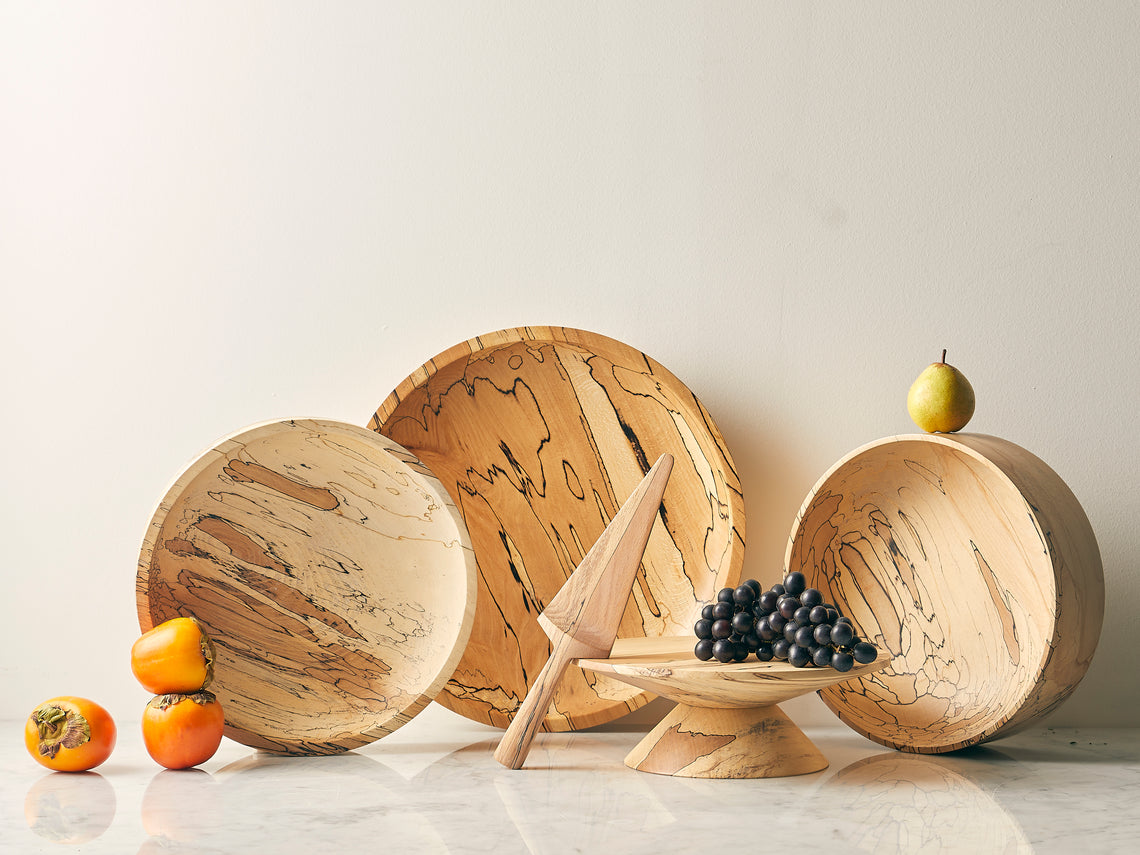 Bird & Branch - Hand-Turned Spalted Beech Large Bowl - Natural - ABASK