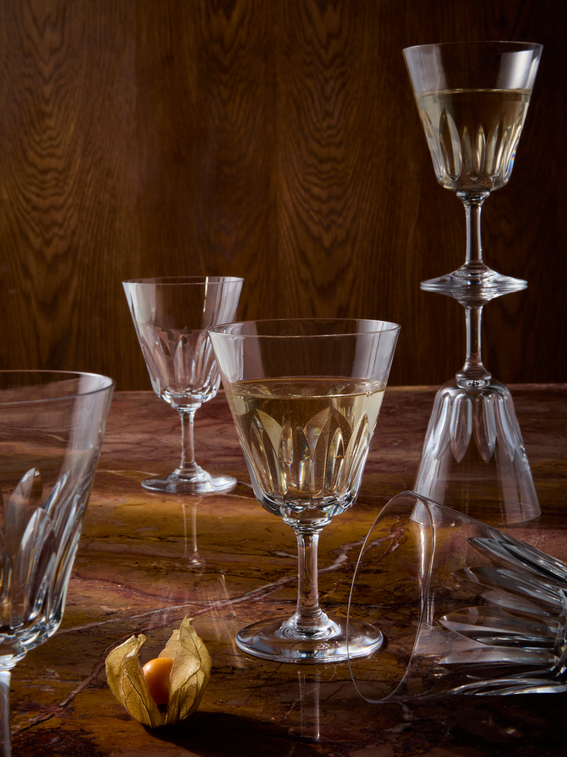 Antique and Vintage - Early-20th-Century Baccarat XIX Chauny Crystal Wine Glasses (Set of 6) - Clear - ABASK