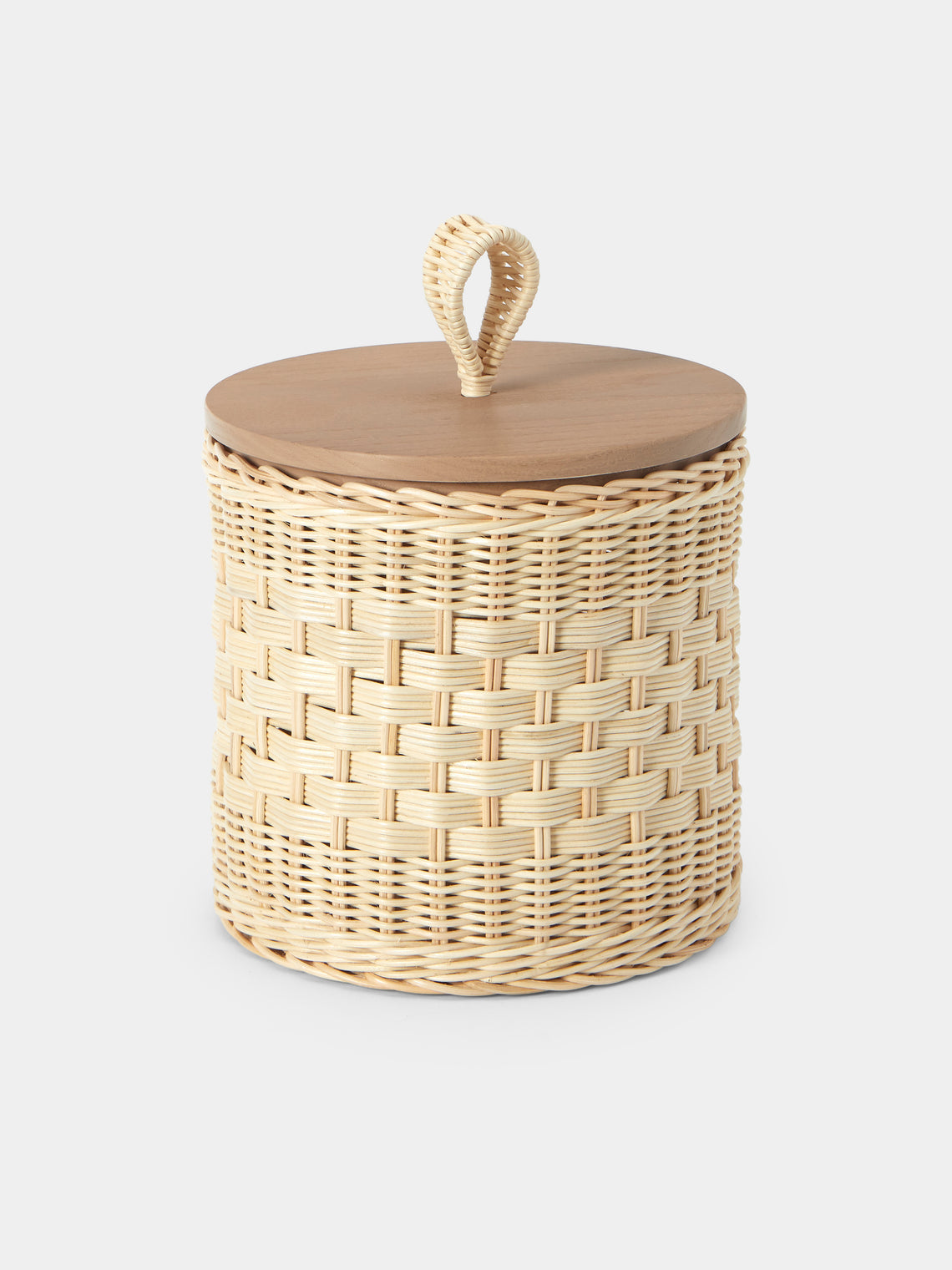 Mila Maurizi - Perla Handwoven Wicker and Wood Lidded Container - Natural - ABASK - 