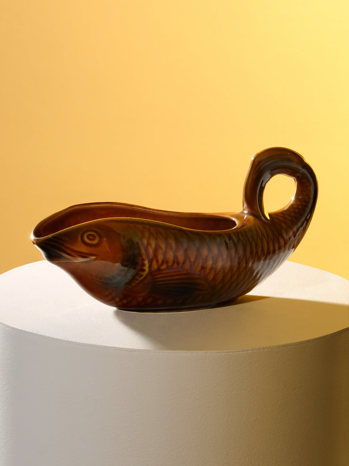 Antique and Vintage - 1950s Sarreguemines Fish Ceramic Gravy Boat -  - ABASK