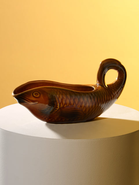 Antique and Vintage - 1950s Sarreguemines Fish Ceramic Gravy Boat -  - ABASK