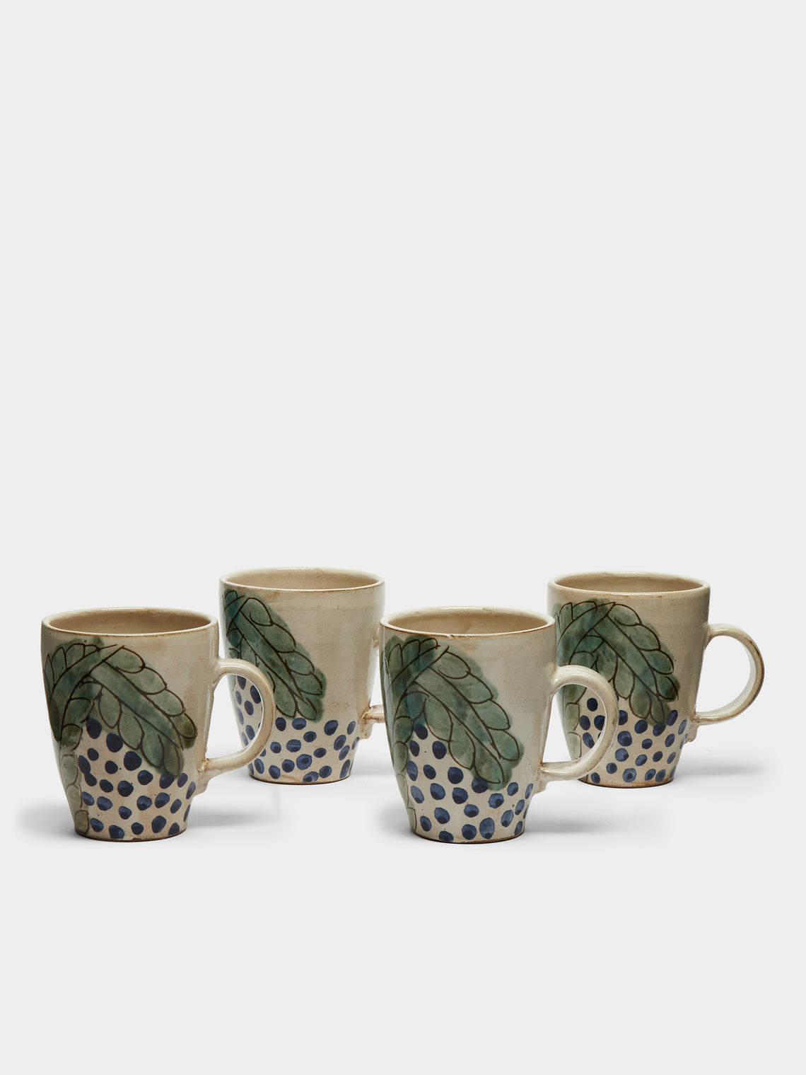 Anut Cairo - Leaves Hand-Painted Ceramic Mugs (Set of 4) -  - ABASK