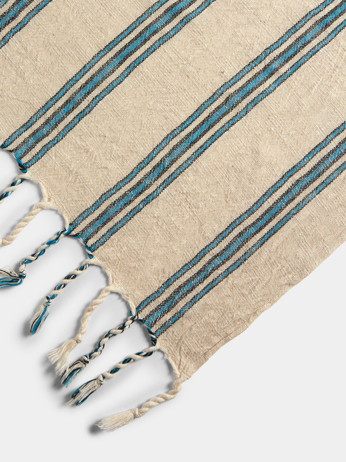 Mizar & Alcor - Turquoise Handwoven Linen and Cotton Towels (Set of 2) - Blue - ABASK