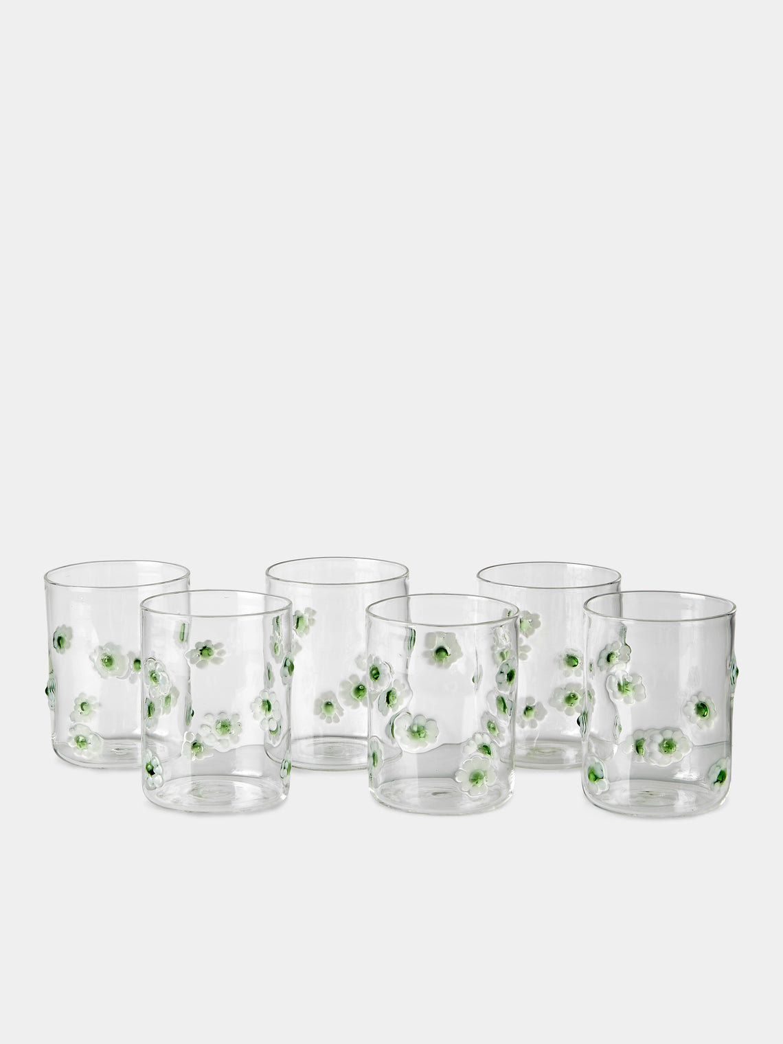 Alya Tannous - Daisy Hand-Blown Glass Tumblers (Set of 6) - Clear - ABASK