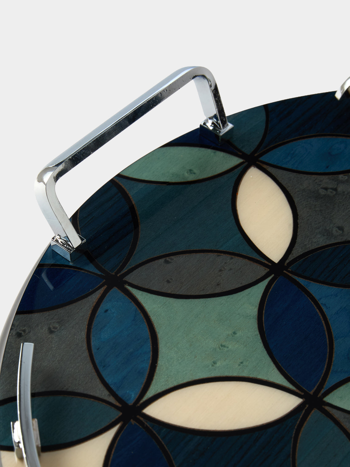 Mastellone Giuseppe - Wood Inlay Tray (12.5in/32cm) - Blue - ABASK