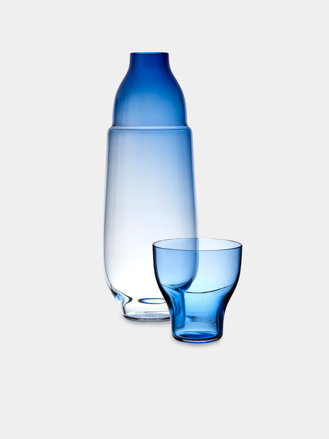 Kickie Chudikova - Danube Hand-Blown Bohemian Crystal Carafe and Tumbler - Blue - ABASK - 