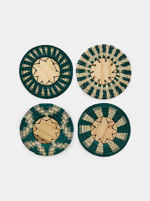 CasaLatina - Pacifico Handwoven Werregue Palm Coasters (Set of 4) - Tan - ABASK - 