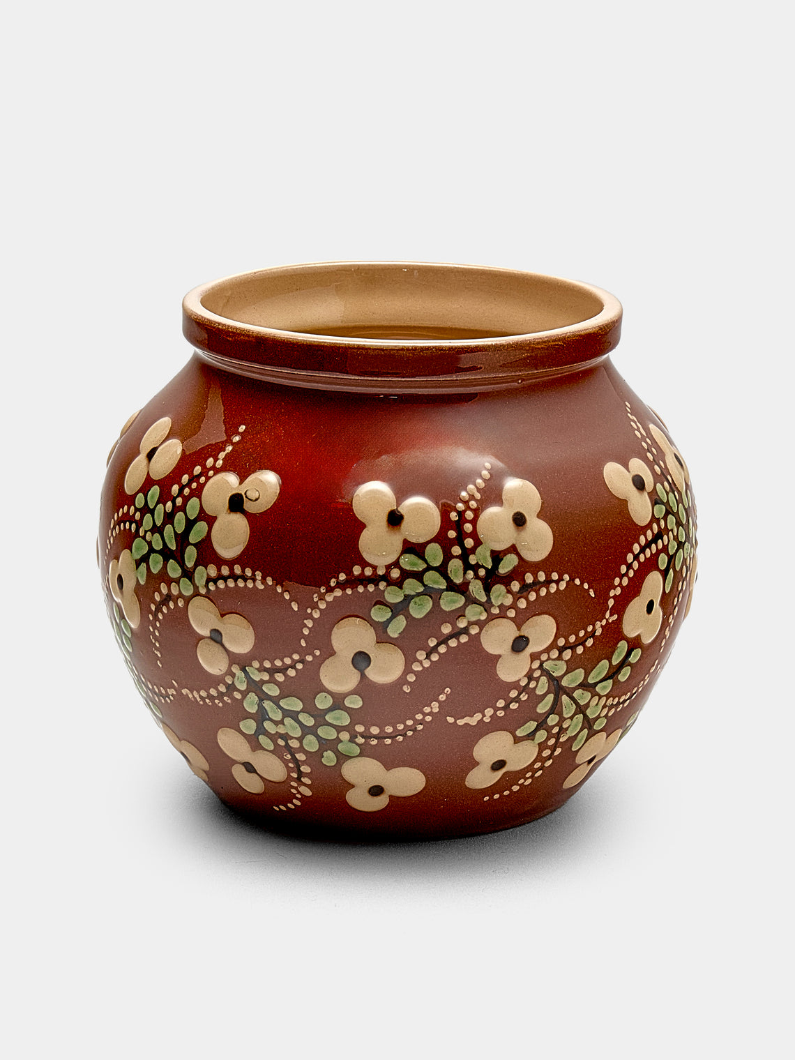 Poterie d’Évires - Flowers Hand-Painted Ceramic Vase - Light brown - ABASK - 